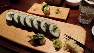 HUGE veg roll and one remaining avo roll at Yamamori Noodles in Dublin