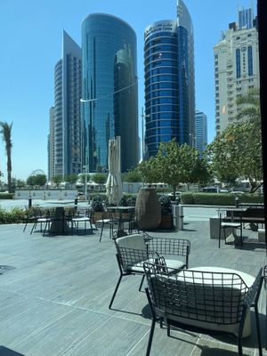 Outdoor seating  at Joe & The Juice - Conferences Center St in Doha