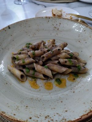 Pasta mit Pilzsoße at Delta Hotel in Deltebre