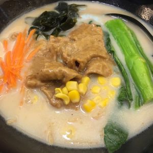 Noodles soup with mixed veggie and beef in satay sauce at Jade Vegetarian - Jane Heart in Kowloon