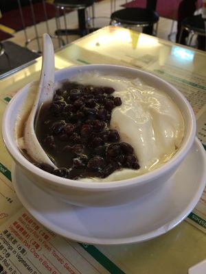 Beancurd with red bean at Jade Vegetarian - Jane Heart in Kowloon