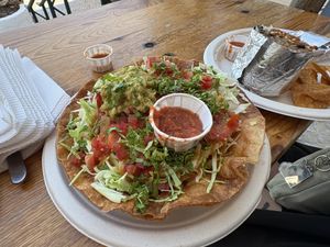 American Vegan Tostada  at Tacos Pexito in Sesimbra