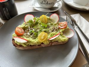 Avocado sourdough toast  at Silverberry in North West London