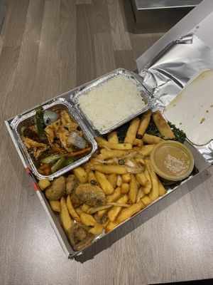 Vegan munch box with bean curd instead of chicken  at Lotus Leaf in Birtley