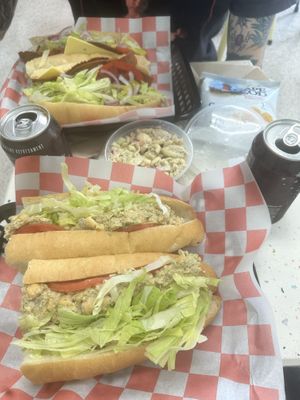 The frank, macaroni salad, and the tuna sub  at Providence Vegan Deli in Providence