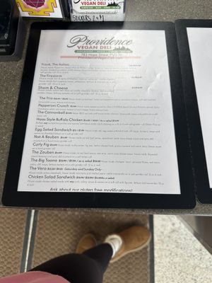 Menu  at Providence Vegan Deli in Providence