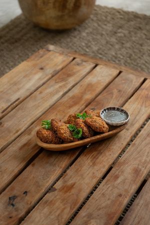 Falafel with tahini sauce at Elamu Lombok in 