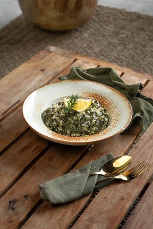 Lemony spinach rice - a traditional dish at Elamu Lombok in 