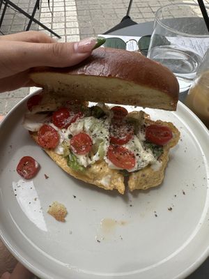 VEGETARIAN, CUSTOM: Brioche lobster bread without bacon   at Kofi Microroastery in Ioannina