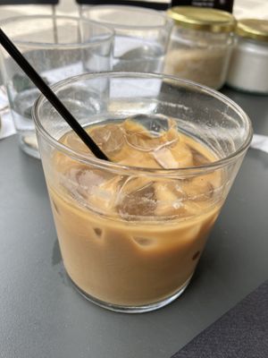 Iced coffee with oat milk   at Kofi Microroastery in Ioannina