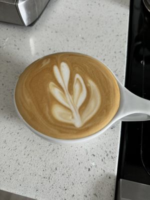 Latte made with oat milk   at Donerds Donuts in Bethlehem