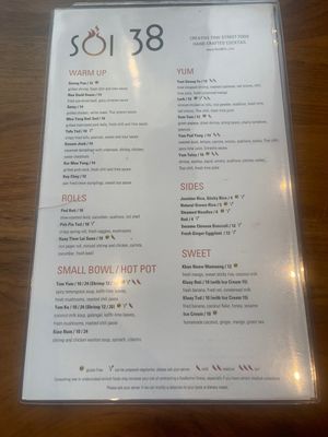 Menu   at Soi 38  in Washington
