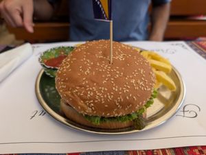 Burger with a walnut patty. Very good! at Vrata Orijenta in Mostar