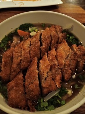 Vegan ramen with duck. at Sosaku Vegan Restaurant in Vienna