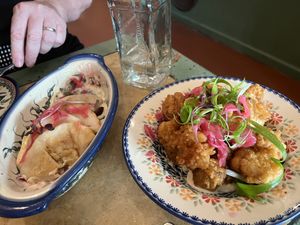 Potato & Onion Pierogi and Dzialka Salad  at Borsch, Vodka & Tears in Windsor