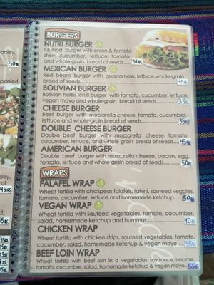 Menu - burgers & wraps  at Charlis'nack in Copacabana