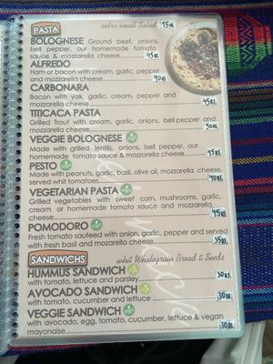 Menu - sandwiches   at Charlis'nack in Copacabana