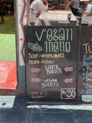 So called vegan menu del día   at Alax Pacha  in Copacabana