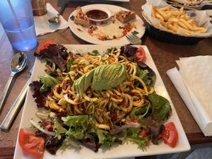 Raw zucchini pesto pasta  at Loving Hut in Sandy Springs