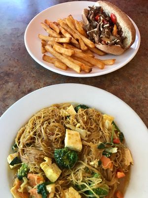 Philly & Singapore noodles at Loving Hut in Sandy Springs