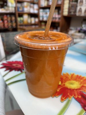 Carrot-orange-ginger juice  at Good Food Conspiracy in Big Pine Key