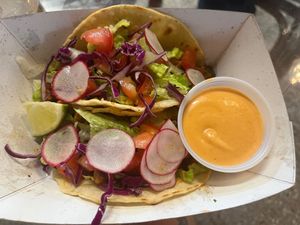 Volcano Tempeh Tacos at Muñecas Taco Garden and Bar in Gainesville