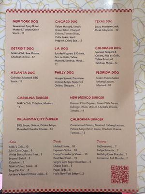 Menu  at Nikki's Not Dog Stand in Sag Harbor