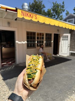 Chicago dog  at Nikki's Not Dog Stand in Sag Harbor