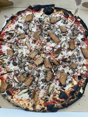 Mushroom and vegan bacon (tempeh)  at Da Legna at Nolo in New Haven