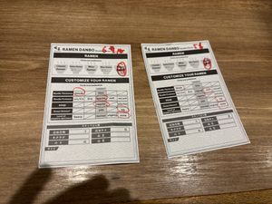 Card to specify ramen preferences   at Ramen Danbo - Chatan Sunabe in Chatan