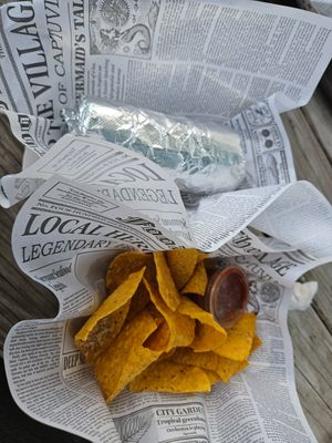 Burrito comes with chips at Pico's Taco Shack in Brewster