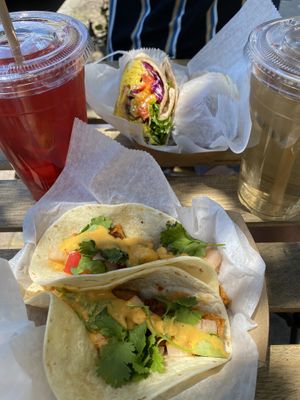 Spicy tacos and hummus wrap at Sweet to Lick in Williston Park