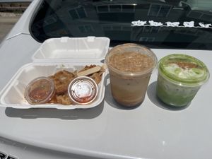Waffles, mystic rythym, key lime matcha  at Moonbird Coffee in Columbus