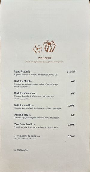 Wagashi menu at Tomo in Paris