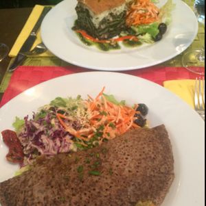 savoury crepe and spinach lasagna  at Le Potager du Marais - Saint Paul in Paris