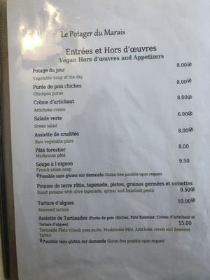 Les entrées  at Le Potager du Marais - Saint Paul in Paris