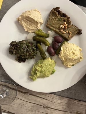 Tartinade plate with mushroom pate   at Le Potager du Marais - Saint Paul in Paris