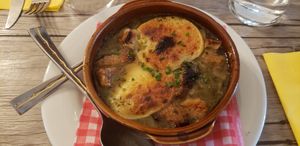 Oignon soup (fauxmage slices on top) at Le Potager du Marais - Saint Paul in Paris