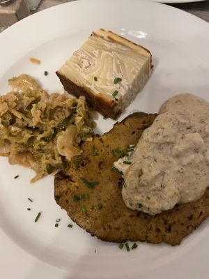  Seitan with a mushroom sauce and the potato it was served with   at Le Potager du Marais - Saint Paul in Paris