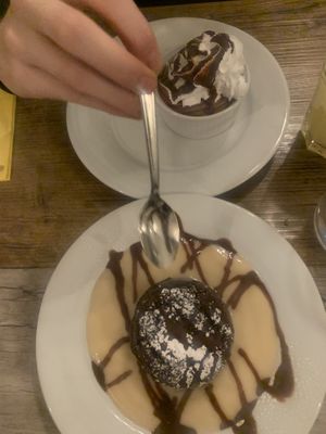 Chocolate mousse and cake  at Le Potager du Marais - Saint Paul in Paris