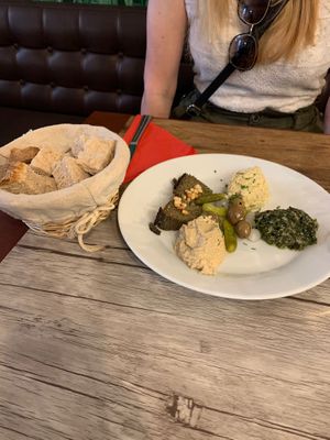 Mixed pâté with hummus, artichoke cream and bread  at Le Potager du Marais - Saint Paul in Paris