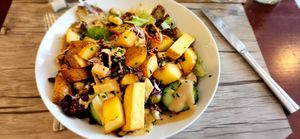 Tofu/walnut/potato salad w/warm vegan cheese at Le Potager du Marais - Saint Paul in Paris