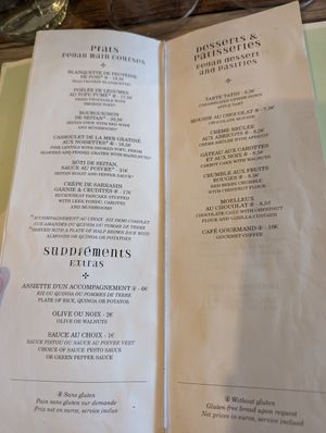 Menu at Le Potager du Marais - Saint Paul in Paris
