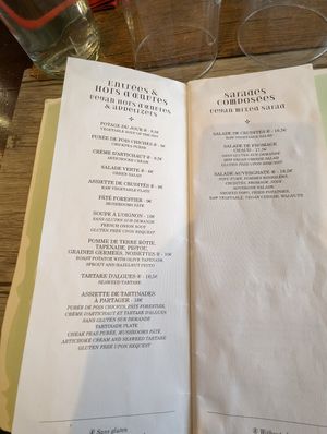 Menu at Le Potager du Marais - Saint Paul in Paris