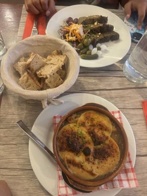 Onion soup, mushroom pate  at Le Potager du Marais - Saint Paul in Paris