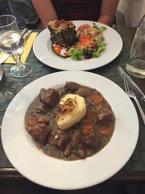 The fantastic Spinach Lasagne and the also very tasty Seitan Stew at Le Potager du Marais - Saint Paul in Paris