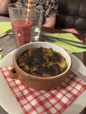 French onion soup - classic but could do with more punch?  at Le Potager du Marais - Saint Paul in Paris