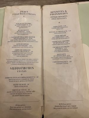 Menu Aug 2025  at Le Potager du Marais - Saint Paul in Paris