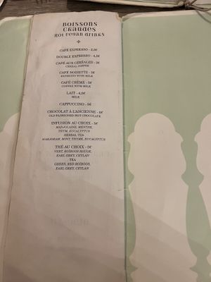 Menu Aug 2025  at Le Potager du Marais - Saint Paul in Paris