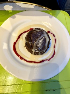 Chocolate cake w/lemon custard at Le Potager du Marais - Saint Paul in Paris